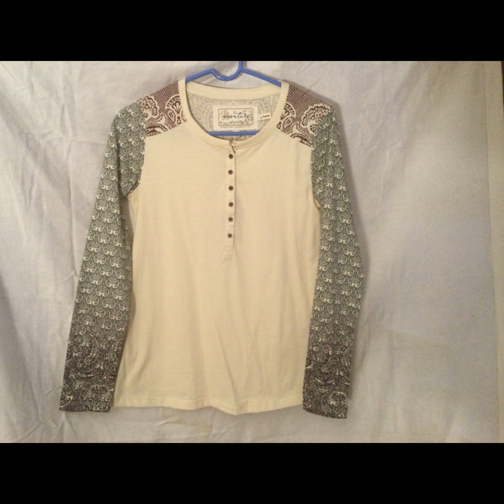 Aventura ORGANIC Henley LONG SLEEVE Whisper White NWT Small